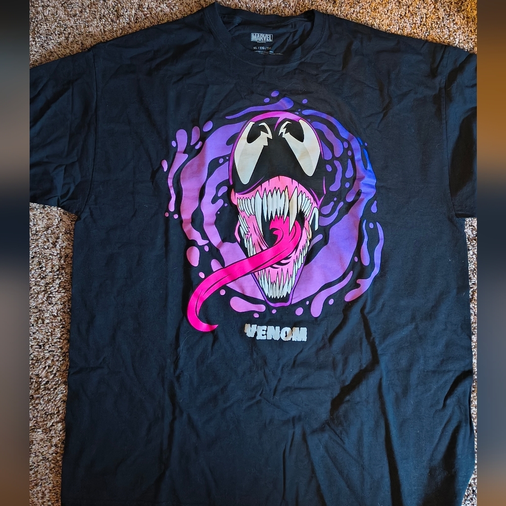 Marvel Venom Mens Tee in Black with Pink and Purple